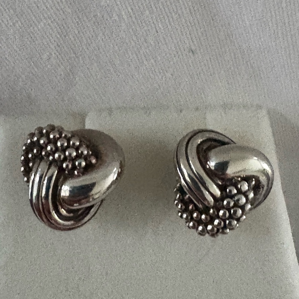 LAGOS Silver Beaded Knot Earrings